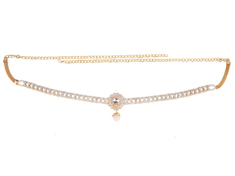 Efulgenz Indian Kamarbandh Waist Chain Waist Belt Belly Chain Bridal Kamarbandh Bollywood Crystal Faux Pearl Dangle Tassel Body Jewelry for Women - Image 1